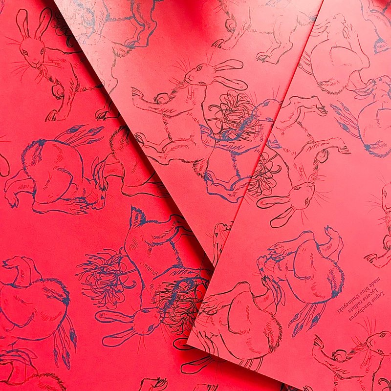 Hare and red spider lily -Wrapping paper - 其他 - 纸 红色