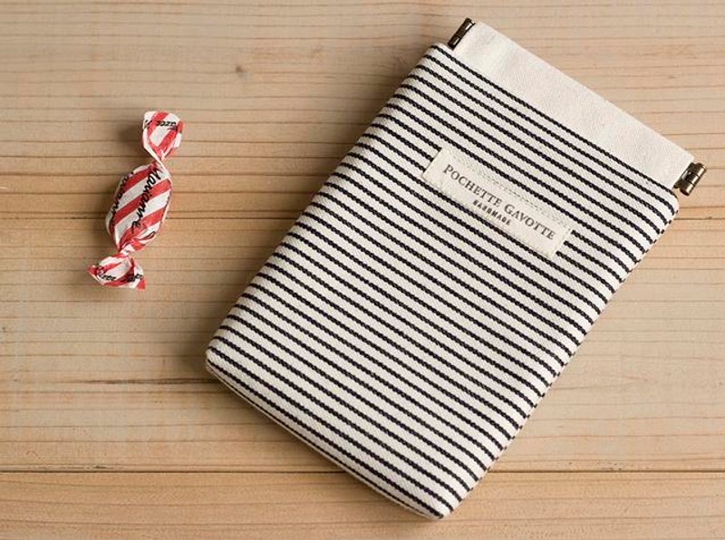 スマホポーチ　iPhoneケース　ストライプ - 手机壳/手机套 - 棉．麻 蓝色