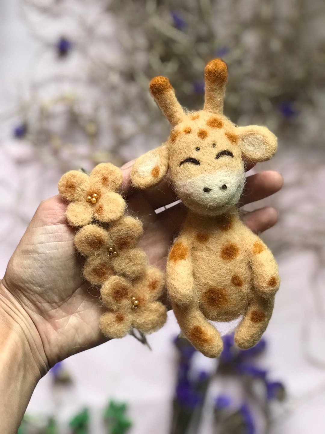 Giraffe plush, giraffe toy newborn props and gift for baby. - 玩具/玩偶 - 羊毛 橘色