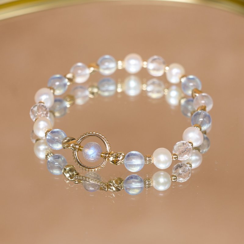 美人鱼/女性魅力-好人缘/拉长石-月光石-海蓝宝-珍珠-水晶手链 - 手链/手环 - 水晶 蓝色