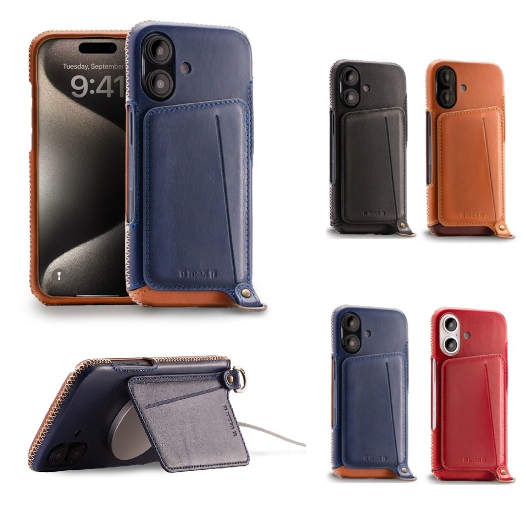iPhone 16 Plus 经典系列-磁吸站立卡袋手机皮套-四色任选 - 手机壳/手机套 - 真皮 咖啡色