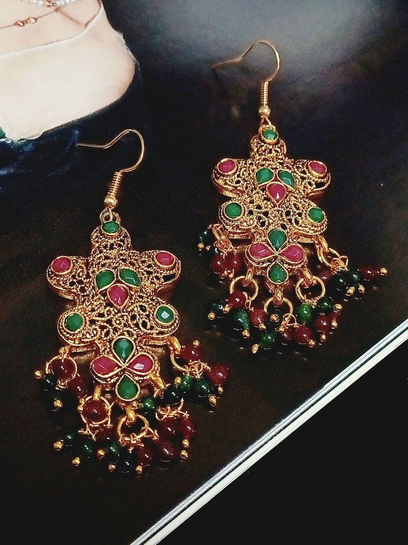 vintage jewelry  古董勾针式耳环  宝莱邬流苏风格 - 耳环/耳夹 - 其他金属 