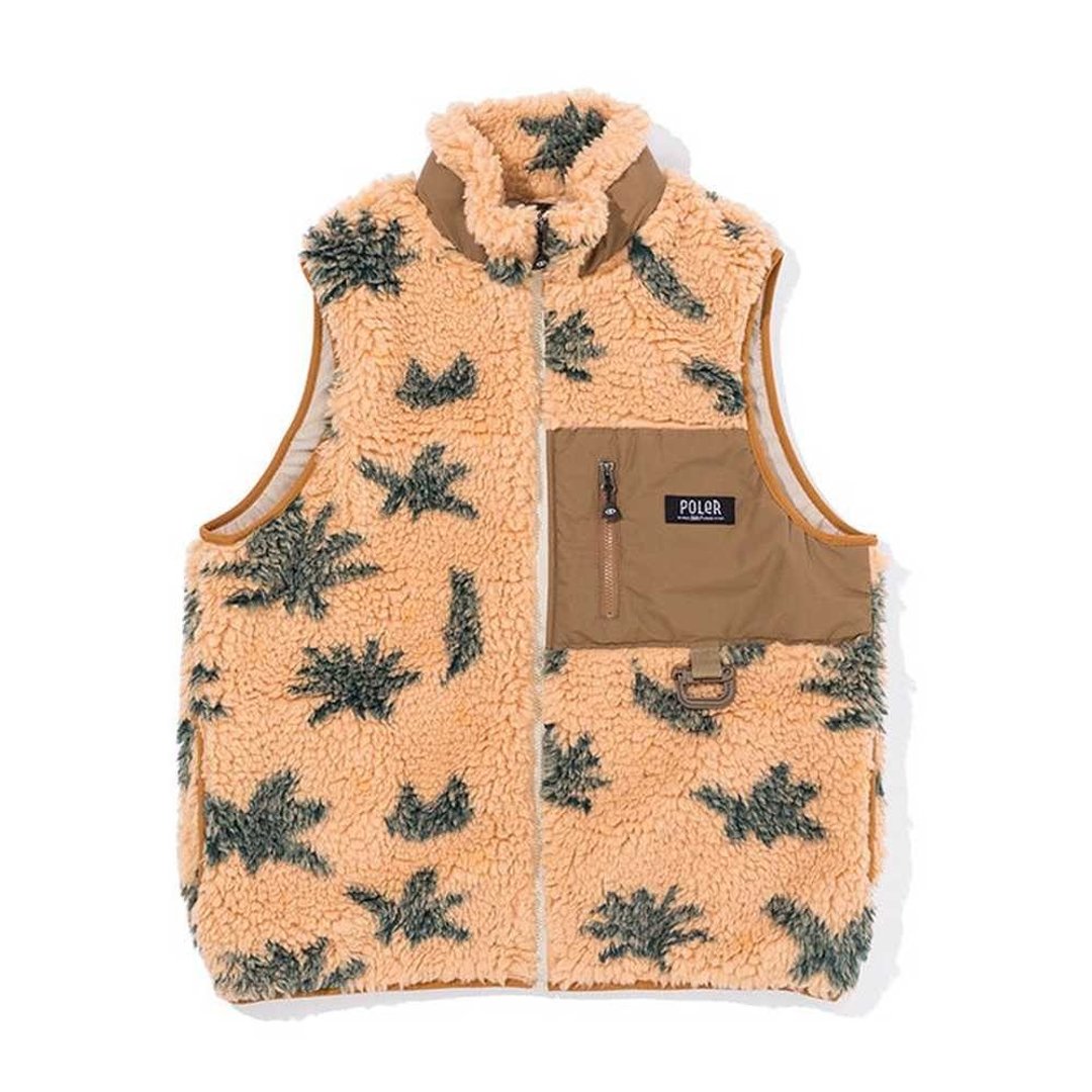 日本限定 POLER JACQUARD SHERPA VEST 外层羔羊绒保暖背心 棕 - 男装外套 - 其他材质 卡其色