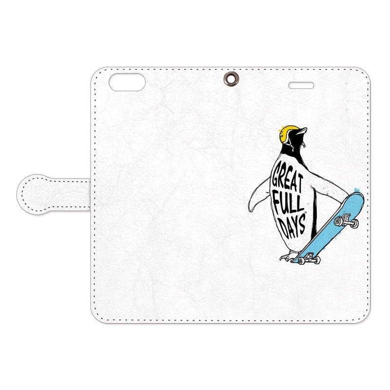 Notebook type iPhone case / SK8 Penguin - 手机壳/手机套 - 真皮 白色