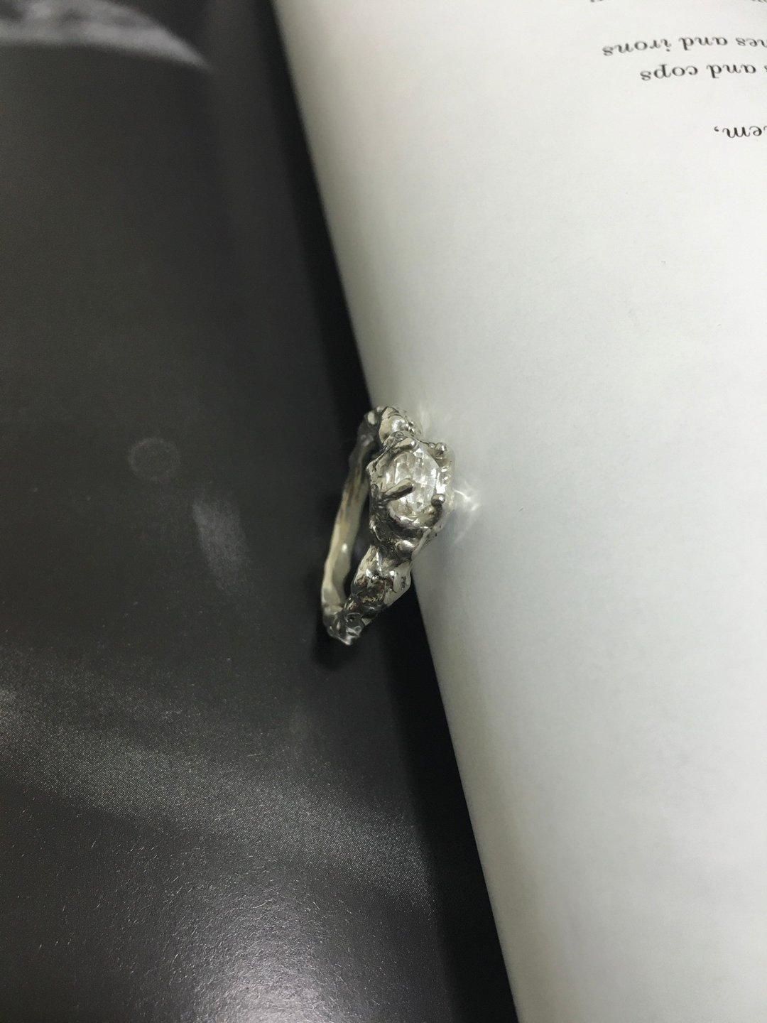 Herkimer Diamond 赫基蒙水晶 纯银个性戒 - 戒指 - 纯银 银色