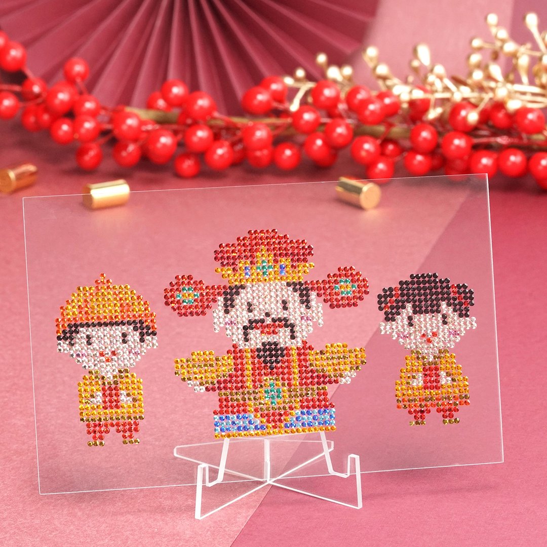 Rhinestone Craft 财神与小孩 - 完成品摆设 - 摆饰 - 其他材质 红色