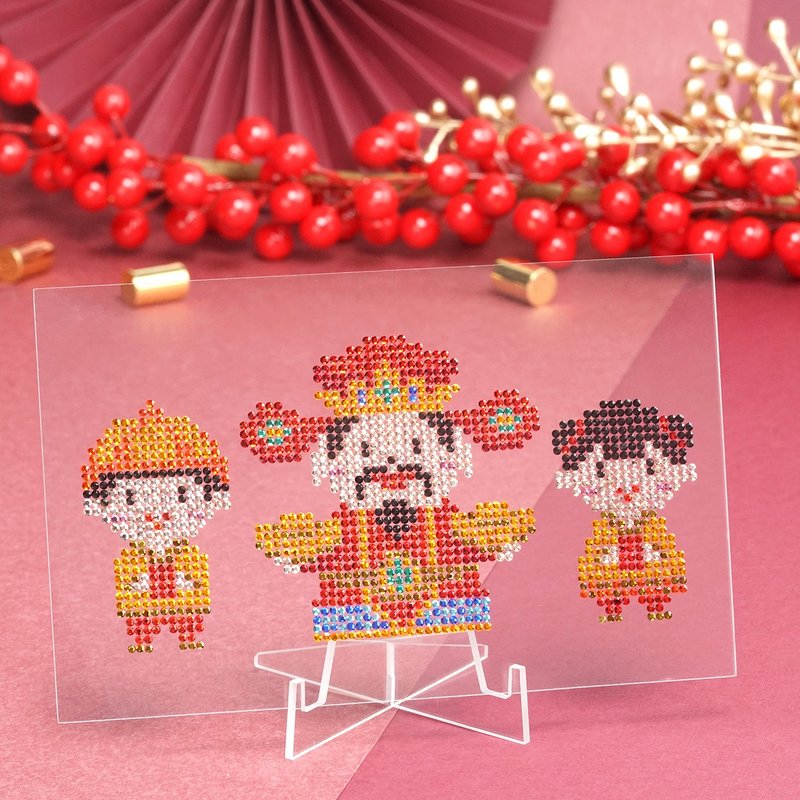 Rhinestone Craft 财神与小孩 - 完成品摆设 - 摆饰 - 其他材质 红色