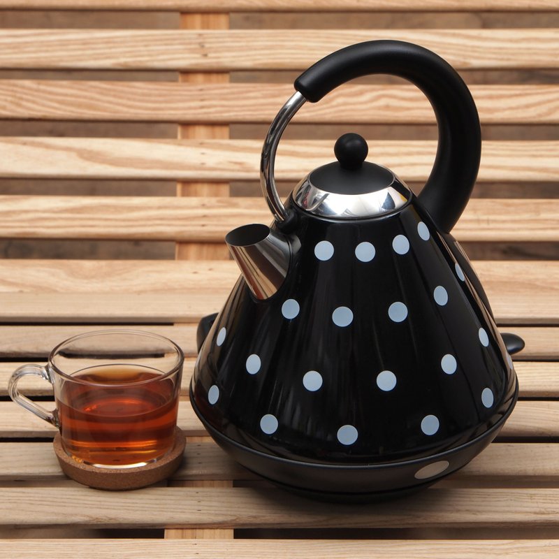 不锈钢无线1.7公升电热水壶 - 黑底白点 - 水瓶/水壶 - 其他金属 黑色