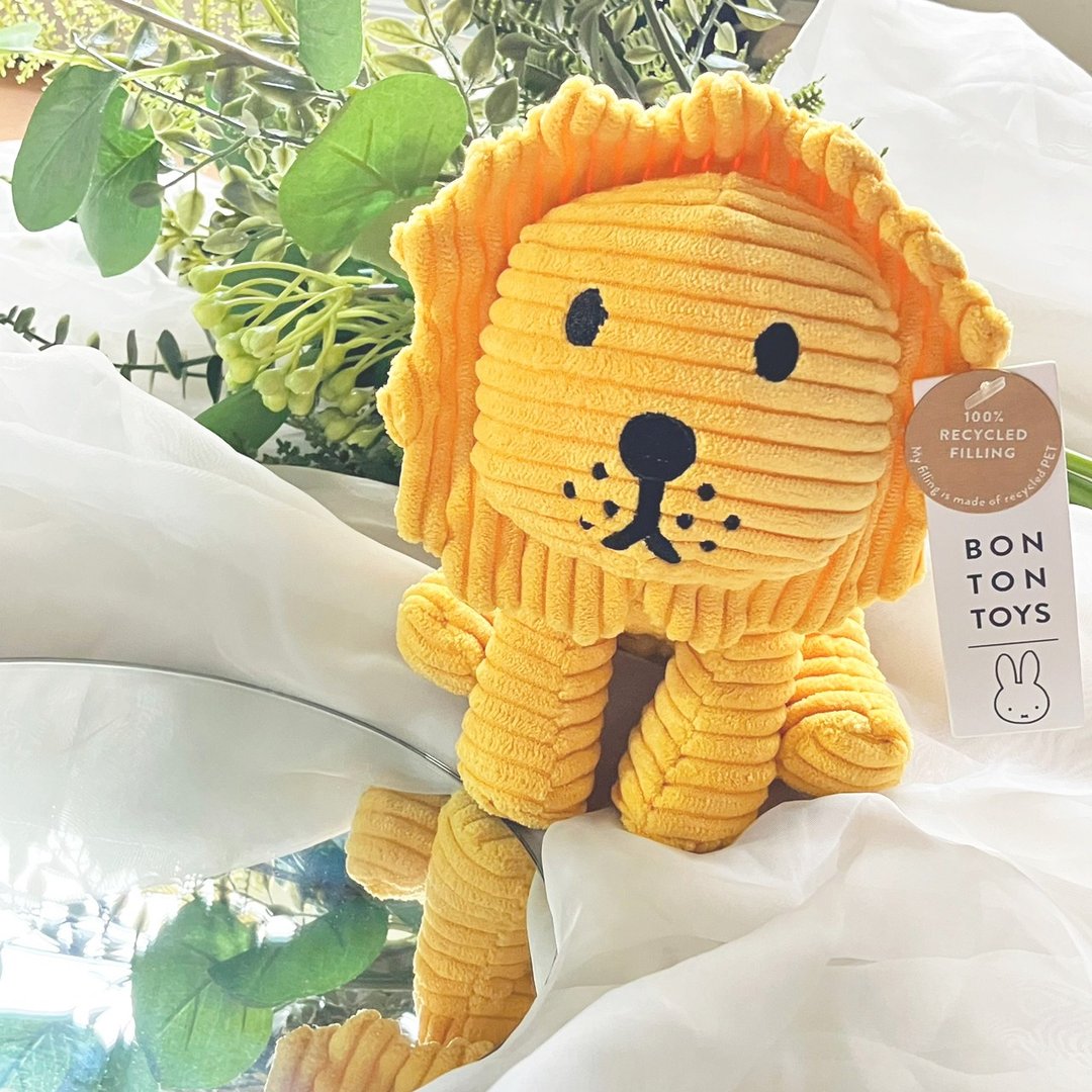 24H 出货 BON TON TOYS Lion 小狮 ECO 灯芯绒填充玩偶 - 黄 17cm - 玩偶/公仔 - 聚酯纤维 黄色