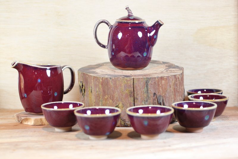 【沐春生活】玫瑰 钧瓷釉茶具组 陶艺名家叶敏祥作品 - 茶具/茶杯 - 陶 