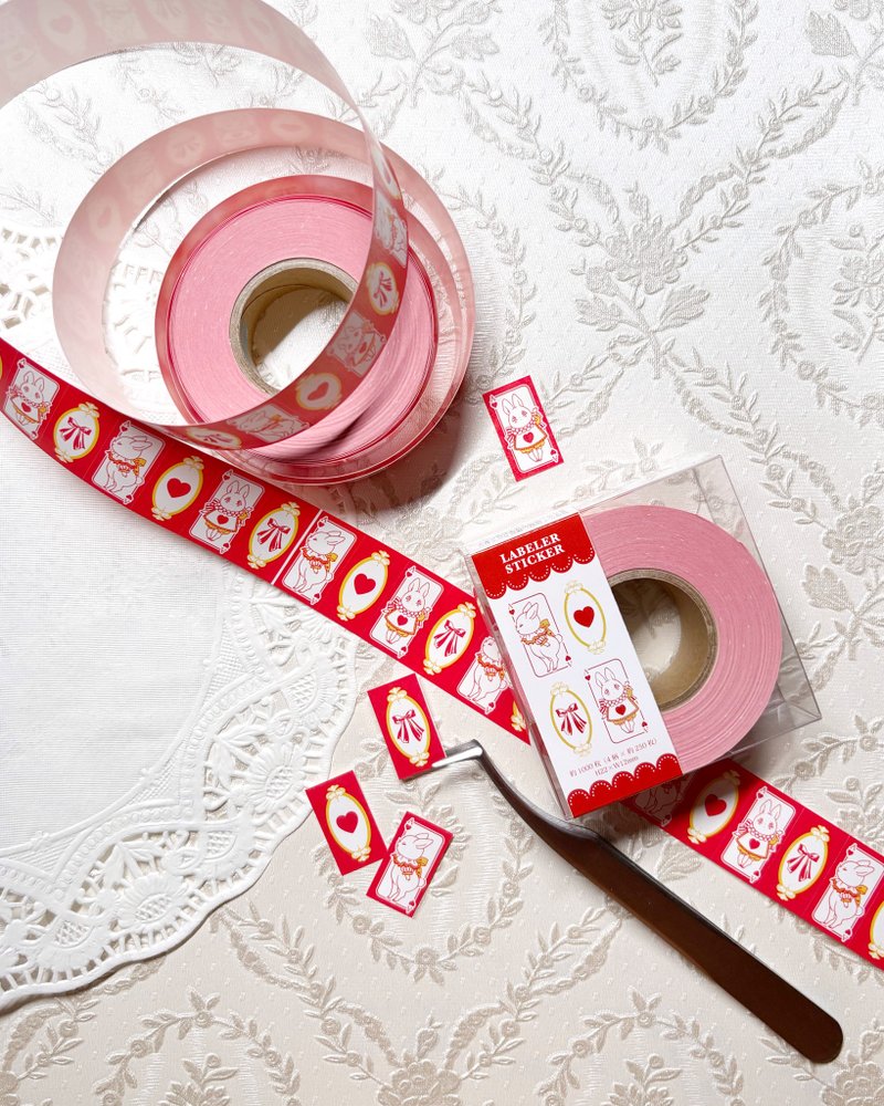 白兔标价贴纸 | 卷筒贴纸 White Rabbit - 贴纸 - 纸 红色