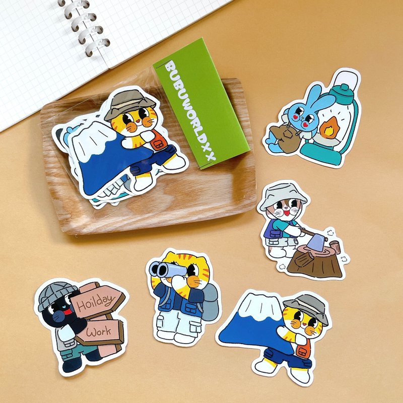 Bubuworld猫咪露营系列 大贴纸包 防水贴纸包 - 贴纸 - 纸 