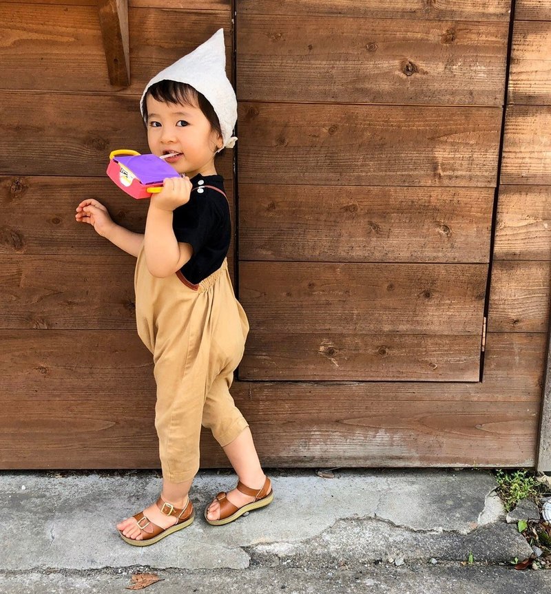 Simple 　plainHooded coat 　triple gauze cotton　lightgray - 童装裤 - 棉．麻 咖啡色