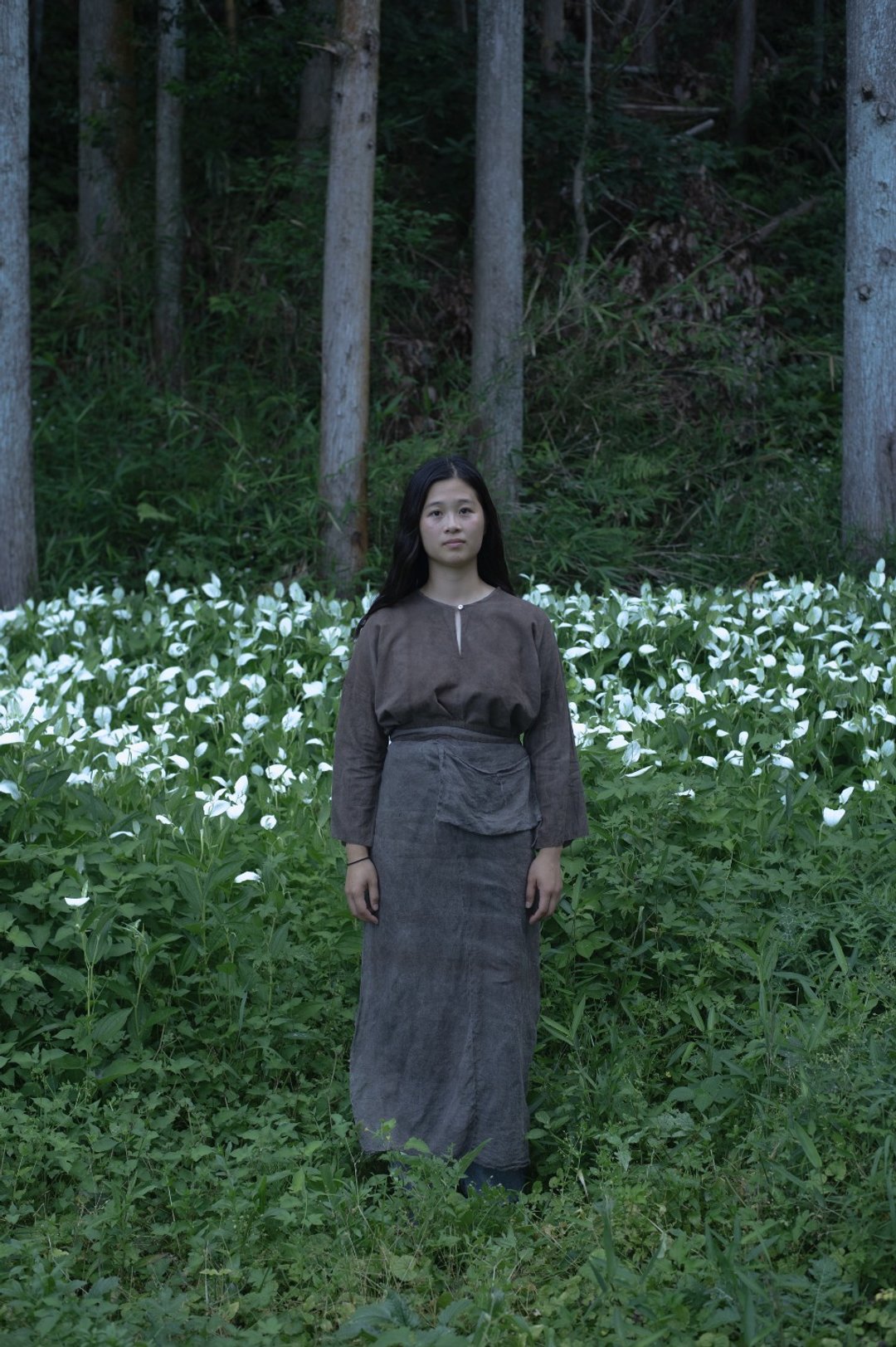 日本手染制，独一无二的植鞣围裙 - 裙子 - 棉 灰色