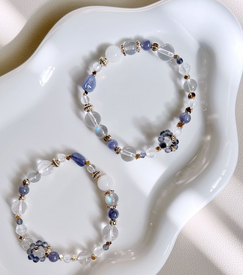 【靛蓝】坦桑石 / 拉长石 / 白水晶手链 - 手链/手环 - 水晶 蓝色