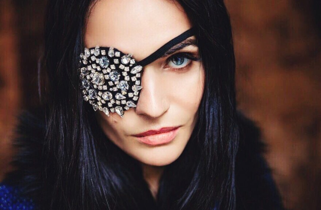 Crystal Pirate Eye Patch, Halloween Mask, Eye Accessory - 眼罩 - 水晶 黑色