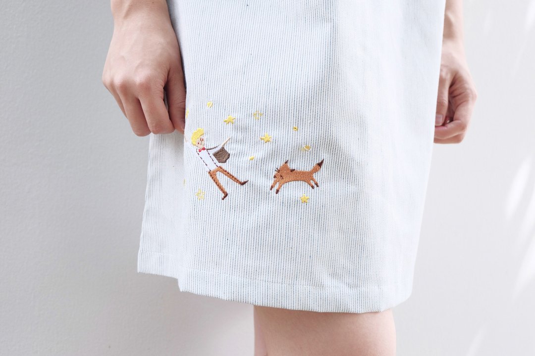Oversize Dress ( Little Prince Story ) : white denim - 洋装/连衣裙 - 绣线 白色