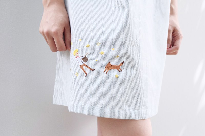 Oversize Dress ( Little Prince Story ) : white denim - 洋装/连衣裙 - 绣线 白色