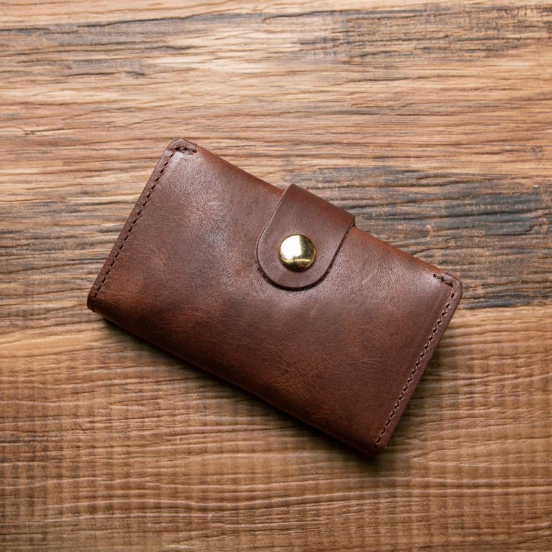 姬路产 马革 植鞣革 手揉皮革 零钱包 钱夹 日本制 巧克力色 - 零钱包 - 真皮 咖啡色