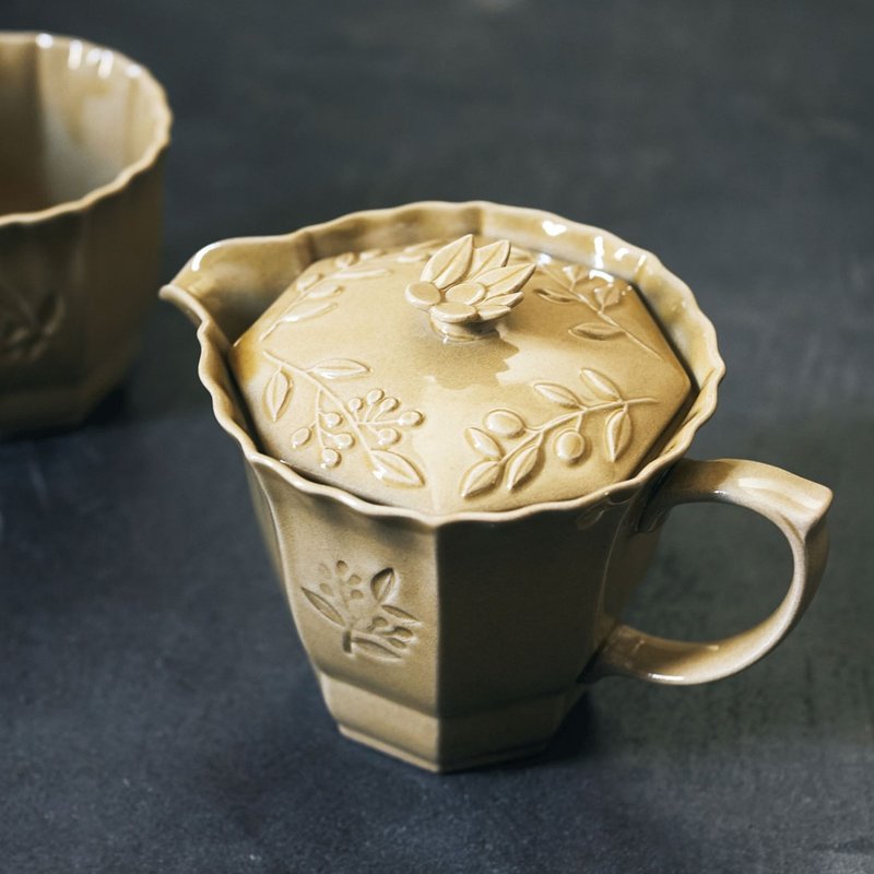 濑户烧橄榄壶米色茶壶 |茶 - 茶具/茶杯 - 陶 卡其色