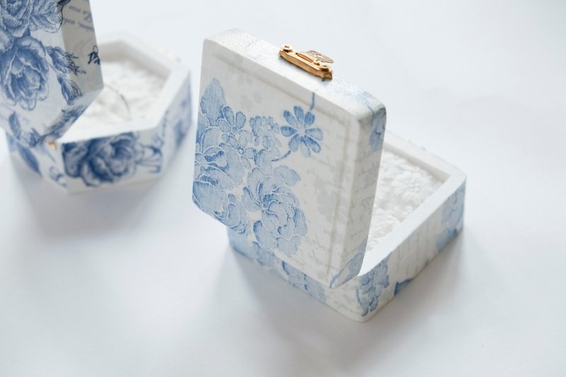 度身订造 - 结婚/求婚戒指盒 - 戒指 - 木头 蓝色