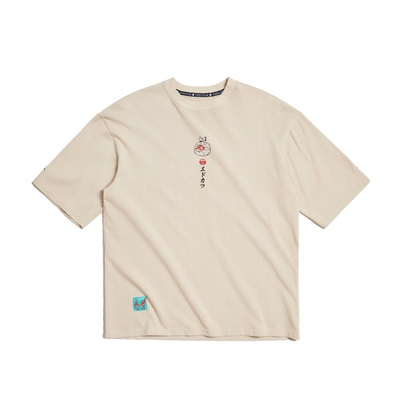 江户胜 日系 男装 捞金鱼短袖T恤(浅卡其) #上衣 - 男装上衣/T 恤 - 棉．麻 卡其色