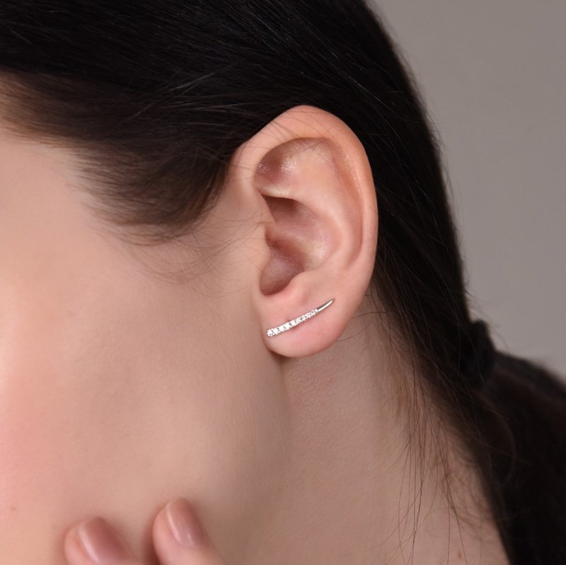 Ivory 18K钻石耳环 - 耳环/耳夹 - 钻石 白色