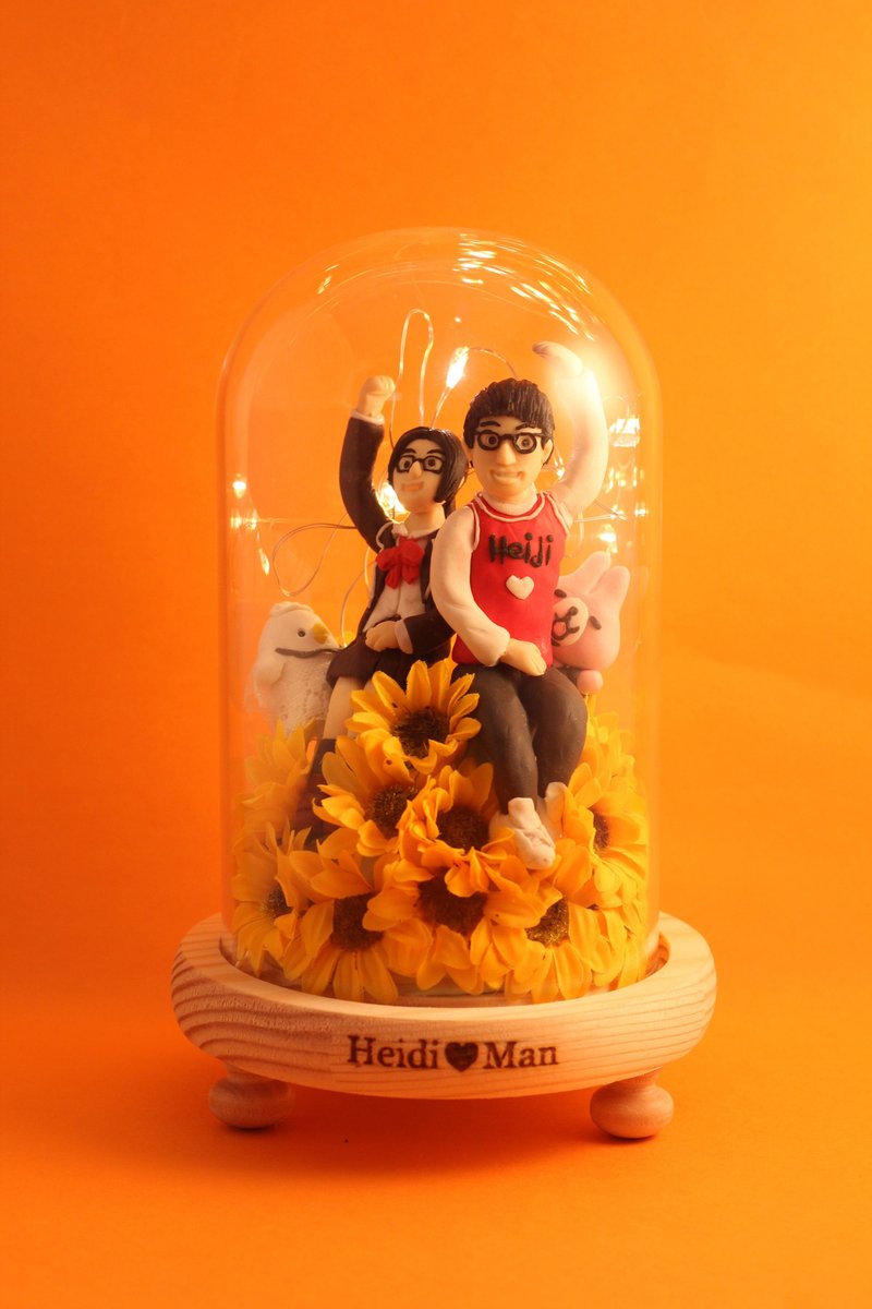 情人节小礼品,内有LED灯效,可定制名字.提供相片定制人物造型 - 摆饰 - 粘土 