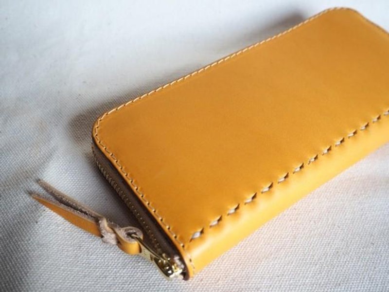 Classic long wallet with U-shaped zipper / yellow - 皮夹/钱包 - 真皮 黄色