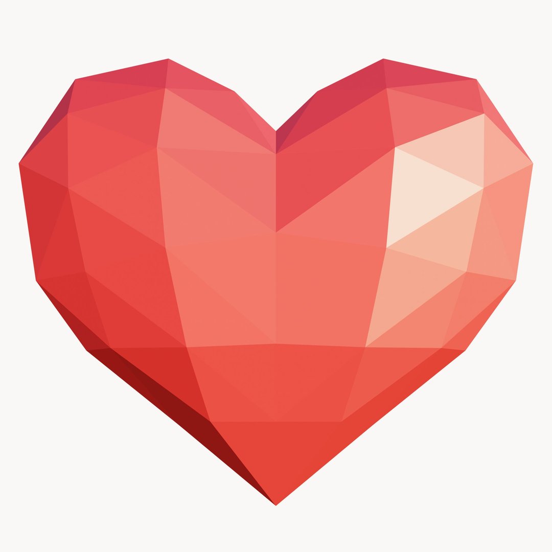DIY Paper Polygonal Heart 3D Papercraft Printable PDF - 手工艺教程/工具书 - 其他材质 