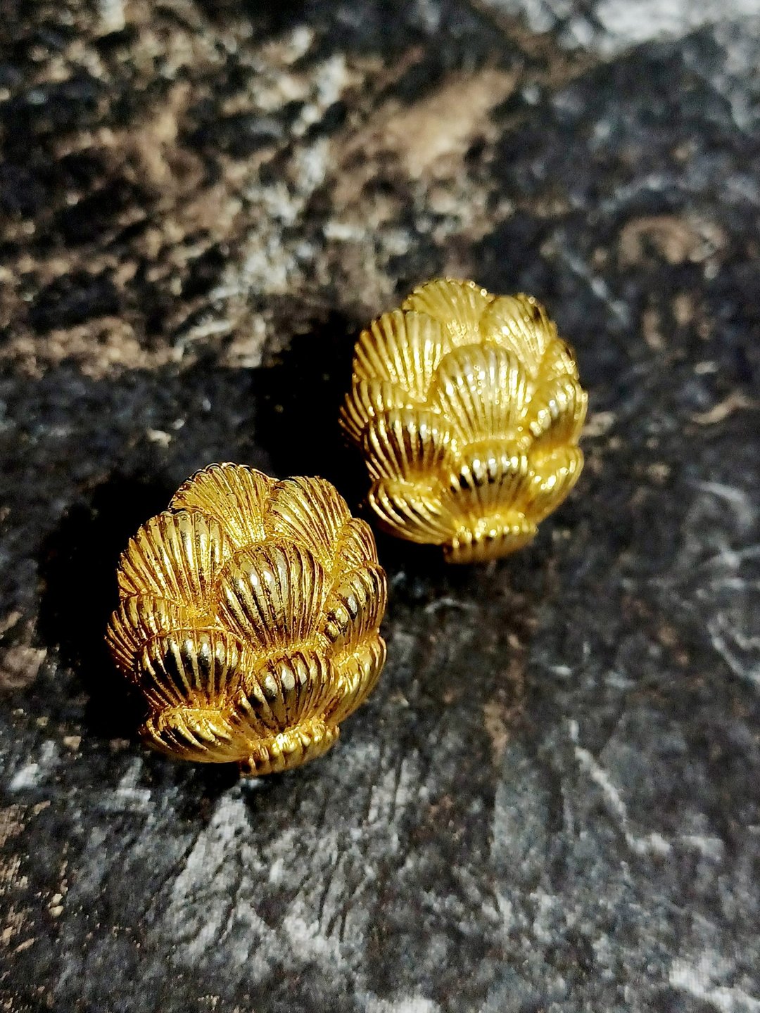 vintage jewelry  Paolo 金色堆叠云彩 夹式耳环 - 耳环/耳夹 - 其他金属 
