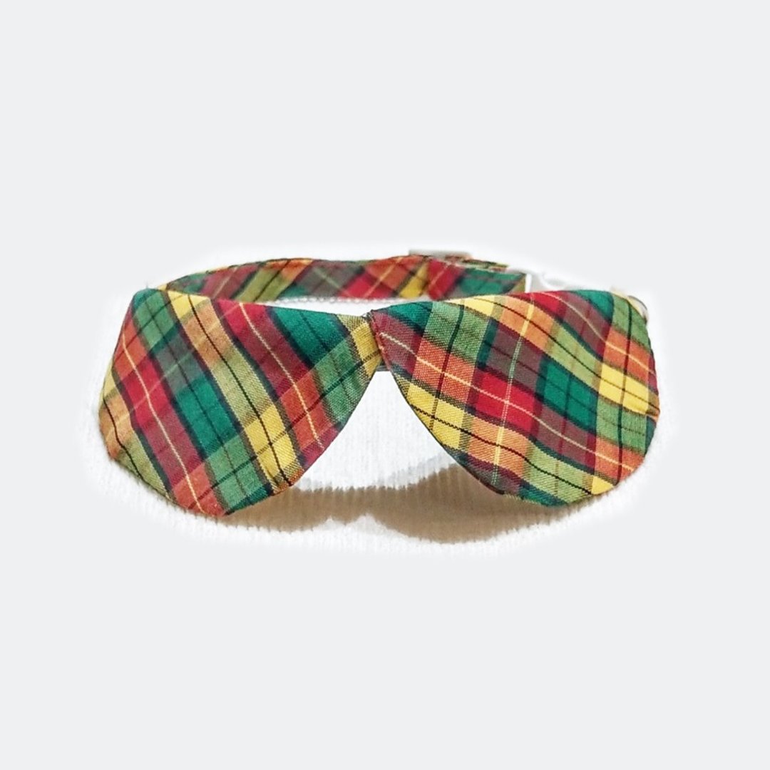 Ella Wang Design Peter Pan Collar 宠物 圆领 颈圈 学院 格纹 - 项圈/牵绳 - 棉．麻 绿色