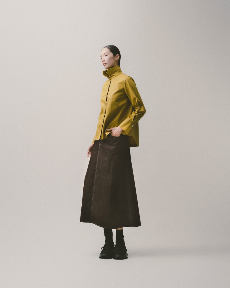 UUIN_真丝金箔感衬衫 - 女装衬衫 - 其他材质 金色