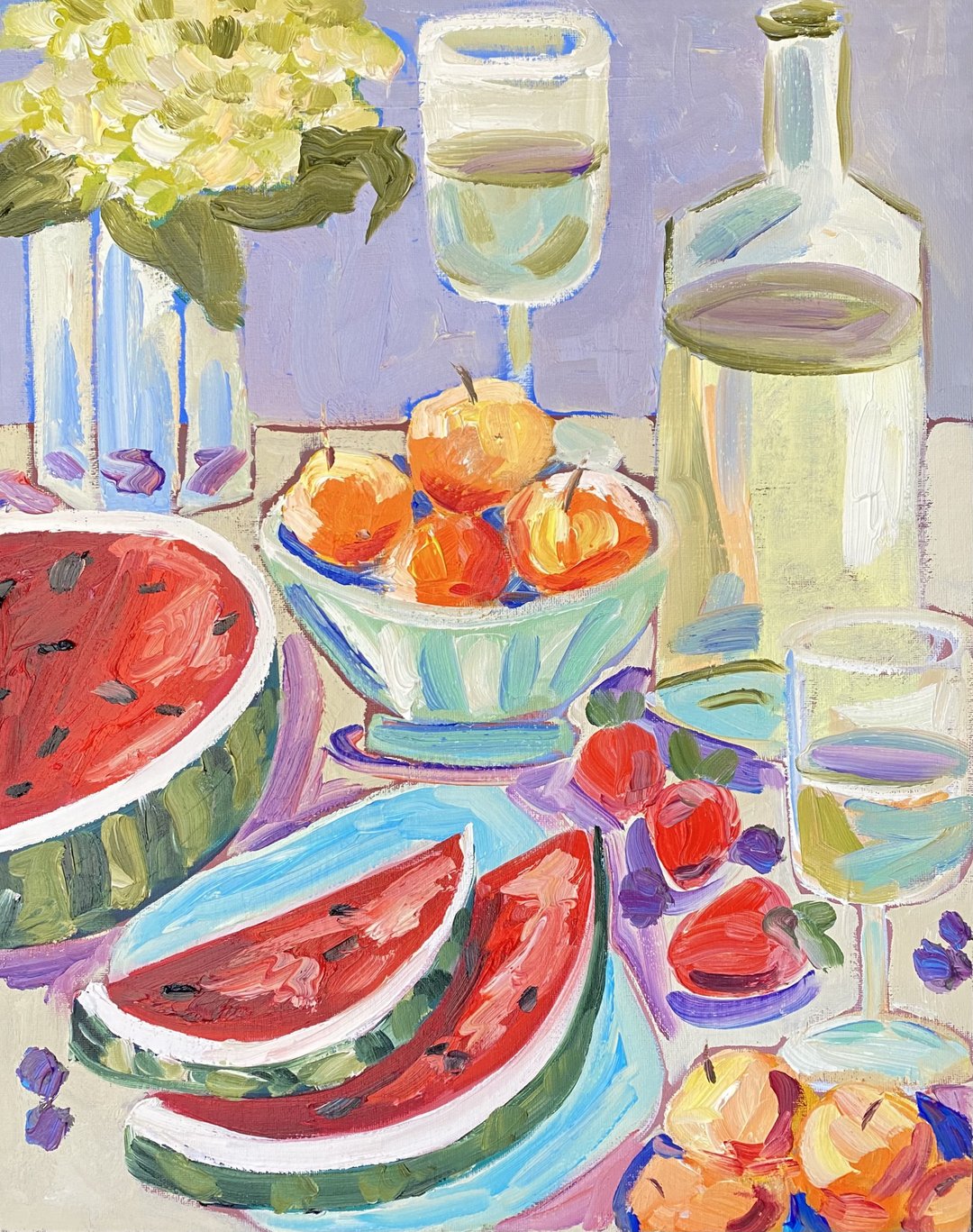 美味 静物 原创油画 美食美酒 绣球花 - 墙贴/壁贴 - 其他材质 粉红色