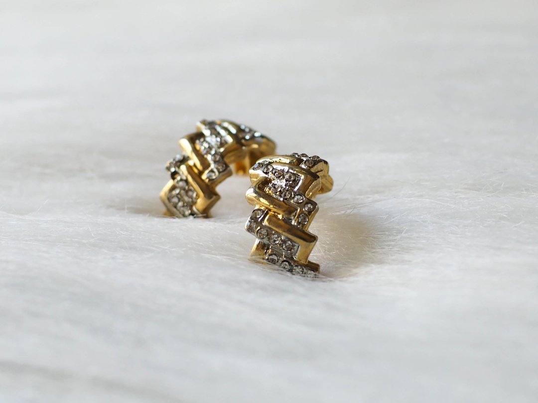几何俐落角型闪耀时代/金 古董珠宝耳针饰品 耳环 earrings Dangl - 耳环/耳夹 - 其他金属 金色
