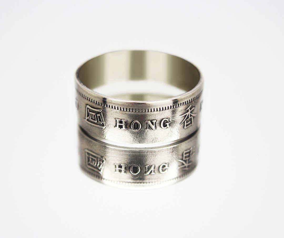 Hong Kong Coin Ring 1 dollar 1960 hong kong ring coin rings for men coin ring - 戒指 - 其他金属 