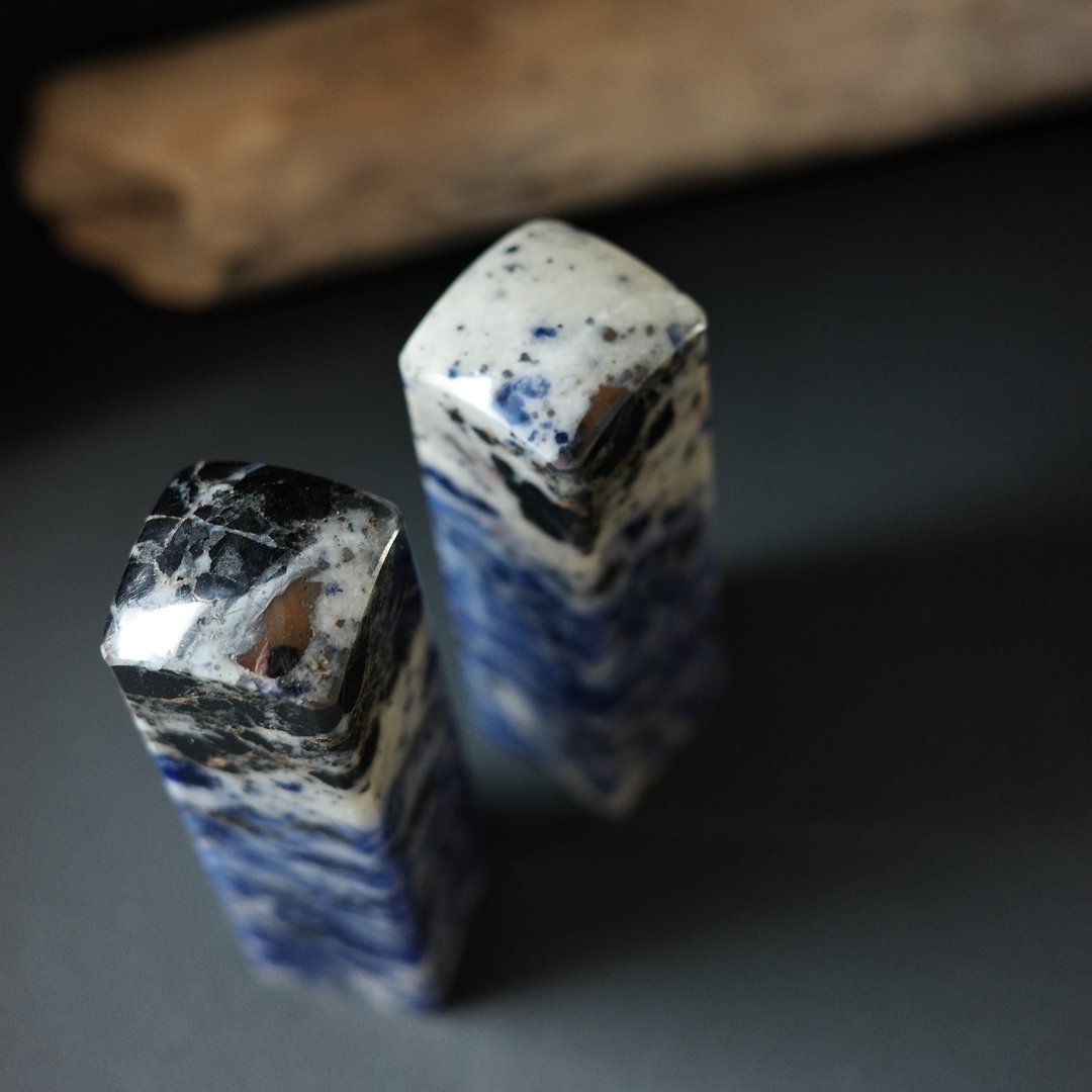 【好石多磨】智利青金石_玉石印章_夫妻结婚对章_方章 - 印章/印台 - 玉石 蓝色