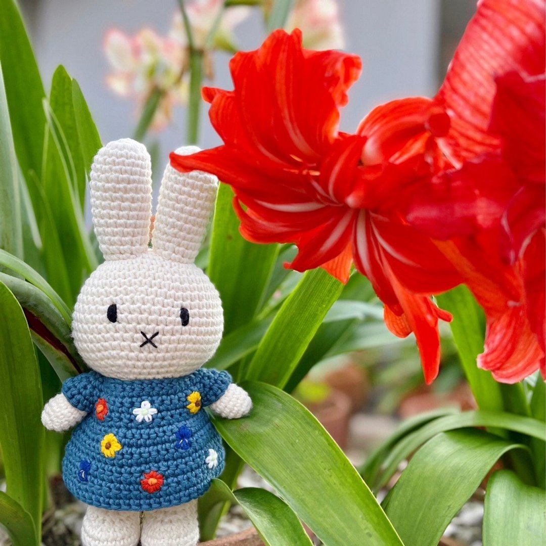 荷兰 Just Dutch | Miffy 米菲兔和她的梵高50周年连衣裙 - 玩偶/公仔 - 棉 蓝色