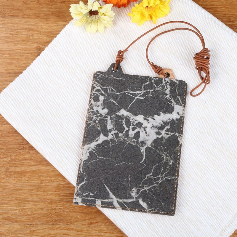 【石纹】植鞣皮黑大理石手机袋 - 侧背包/斜挎包 - 真皮 黑色