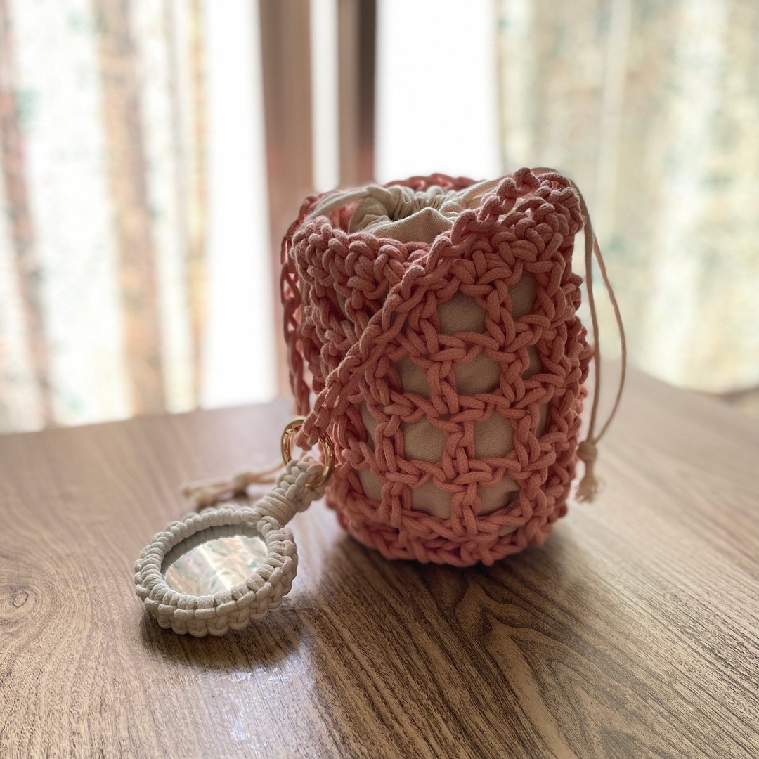 Diy钩织镂空圆桶包【Crochet bag】材料包 - 编织/刺绣/羊毛毡/裁缝 - 棉 