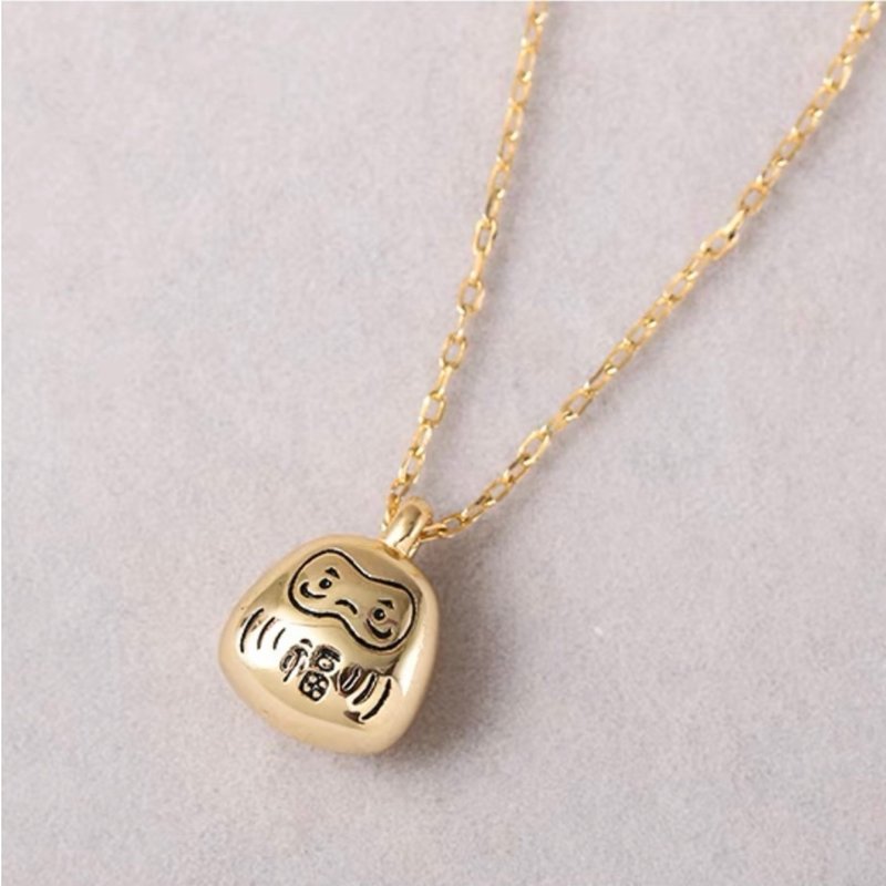 七夕情人节925纯银 招财纳福 日式达摩项链 纯银项链 情人节礼物 - 项链 - 纯银 金色