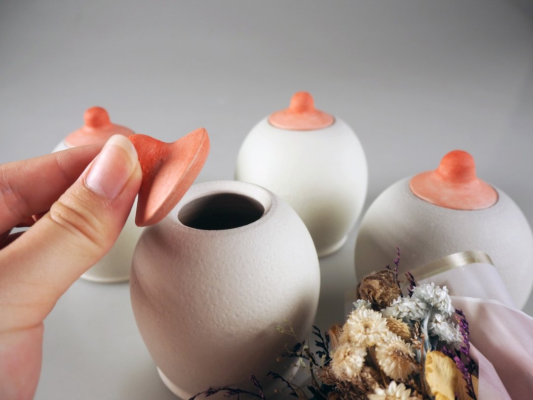 美乳有趣礼物 | 小陶罐 - 摆饰 - 陶 白色
