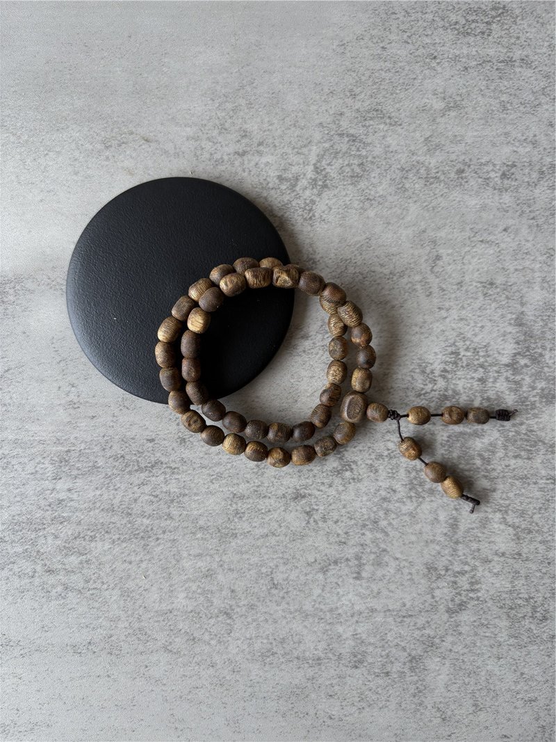 【白棋椭圆款】天然大王棋楠沉香双圈手串6-7mm - 手链/手环 - 木头 