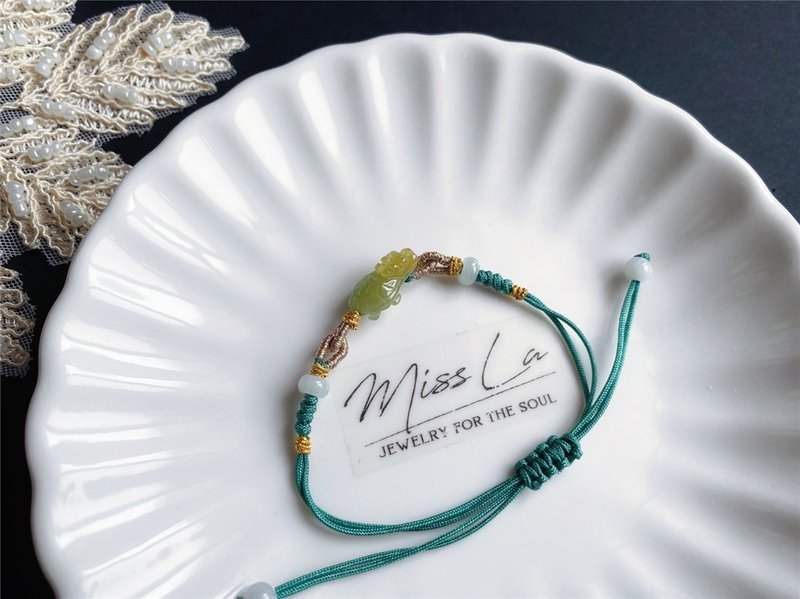 【售出】缅甸玉 翡翠 龙龟 挡煞除灾 设计款 手链 礼物 天然石 - 手链/手环 - 玉石 绿色