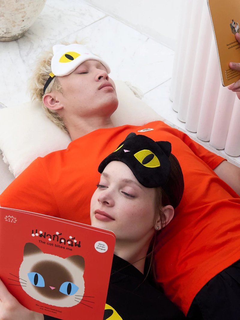 睡眠面罩，眼罩，猫眼刺绣 - 眼罩 - 聚酯纤维 多色