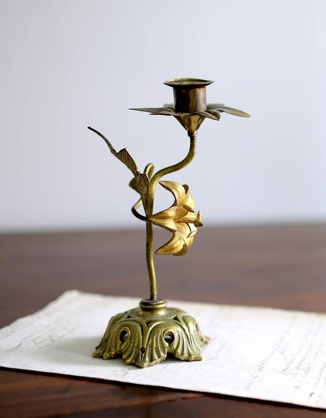 法国 Art Nouveau Fleur 百合 古董烛台 圣诞烛台 - 其他 - 其他金属 金色