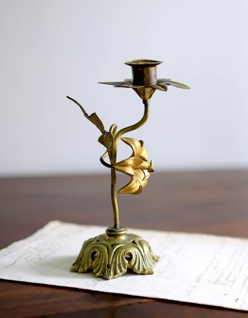 法国 Art Nouveau Fleur 百合 古董烛台 圣诞烛台 - 其他 - 其他金属 金色