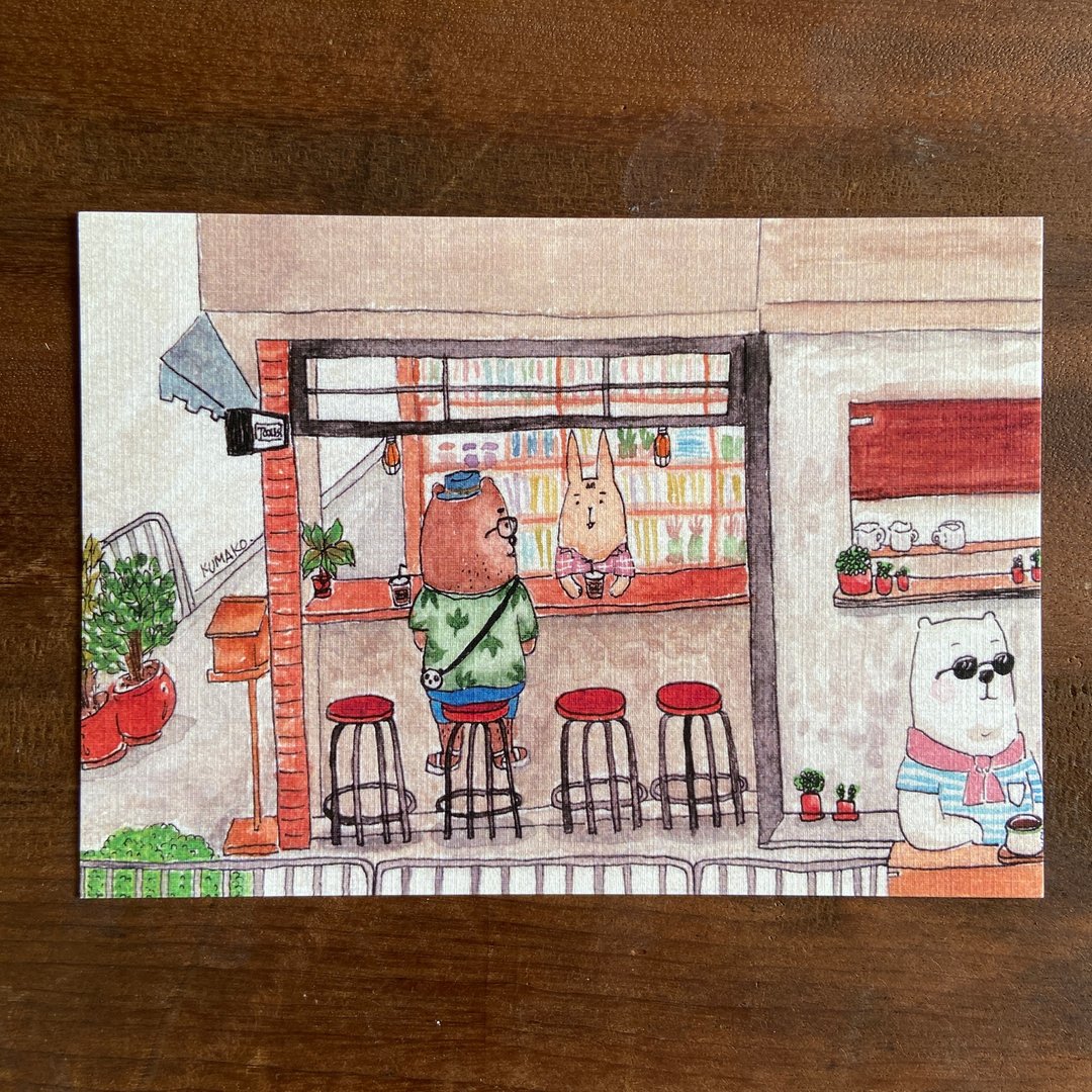 插画明信片 | 香港咖啡小店 - 卡片/明信片 - 纸 咖啡色