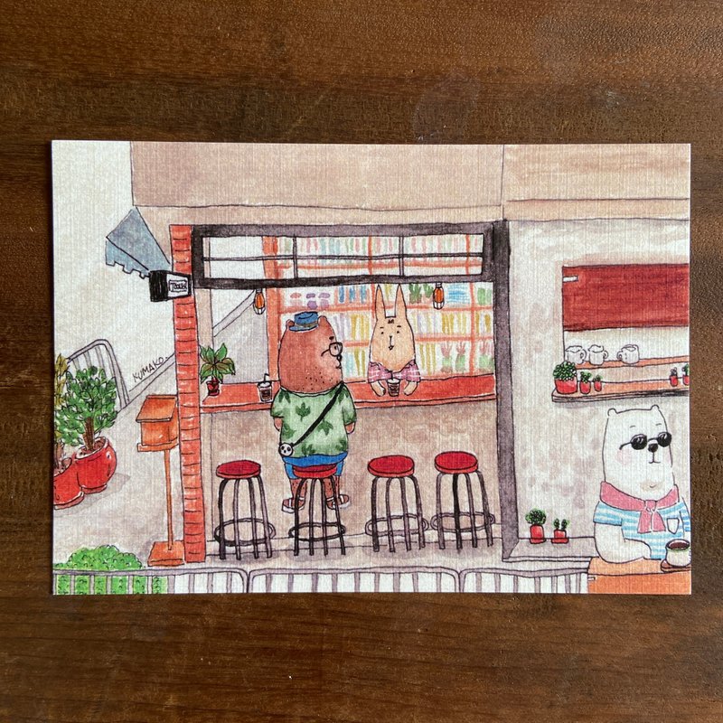 插画明信片 | 香港咖啡小店 - 卡片/明信片 - 纸 咖啡色