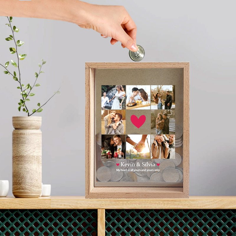 【定制】存钱筒/照片订制/木头 - 储蓄罐 - 木头 透明